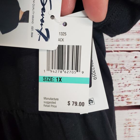 Seven7 Black Tiered Cottagecore Dress Sz 1X Ruffle Pleated Stretchy Pockets NWT - Picture 9 of 16